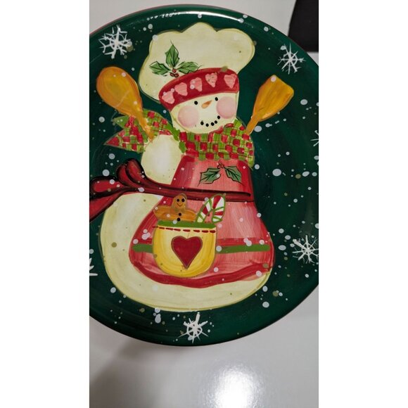 Hand-Painted Snowman Holiday Plate By Certified International - Picture 2 of 7